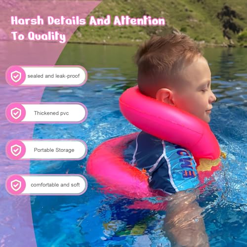 Kids Inflatable Swim Vest for 3-12 Years Pink, 50-90lbs, Toddler Pool Floaties