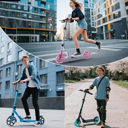 Kids & Teen Adjustable Kick Scooter with LED Wheels - Black