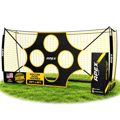 Apex Sports 12x6 FT Portable Soccer Goal with Precision Target - AP008