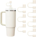 Stanley 7-Piece Straw Cover Cap Set | Silicone Straw Toppers for 40 & 30oz Tumblers - White & Grey