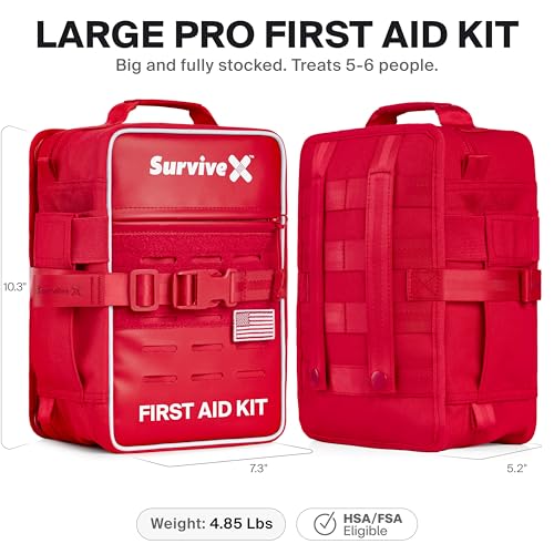 Large Pro First Aid Kit for 5-6 People | Emergency Medical Supplies