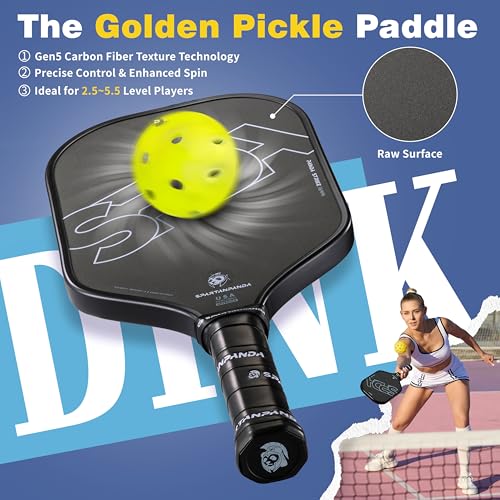 SpartanPanda Black Pickleball Paddle with Toray T700 Carbon Fiber - Pro Control & Spin