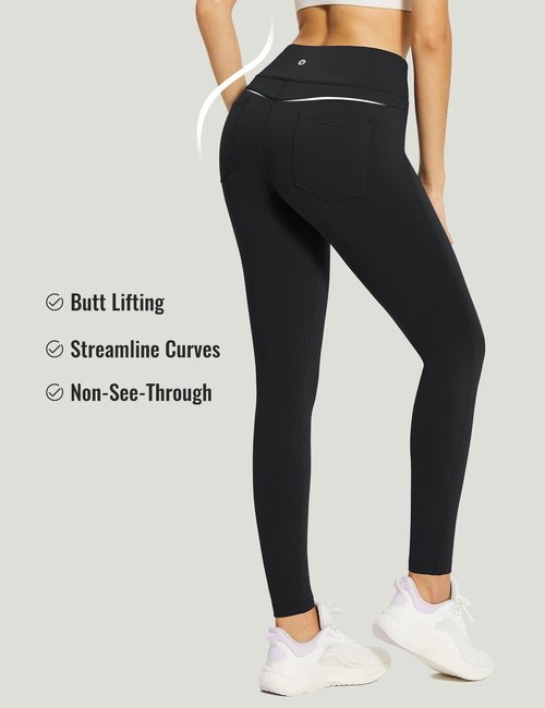 baleaf Jeggings for Women Fleece Lined Pants Thermal Warm Winter High Waisted Leggings 4 Pockets Waterproof Running Tights Black S