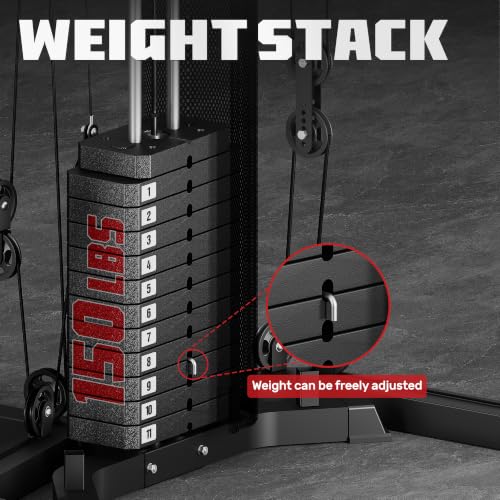 JELENS HM01 All-in-One Home Gym System Black - 150LB Weight Stack & Multi-Station Equipment