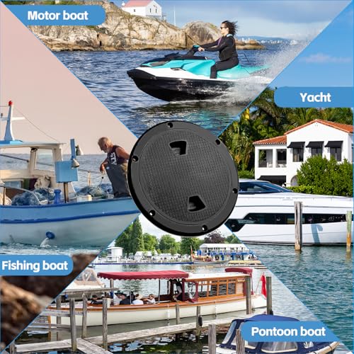 6 Inch Round Inspection Deck Plate Hatch with Detachable Cover - Black