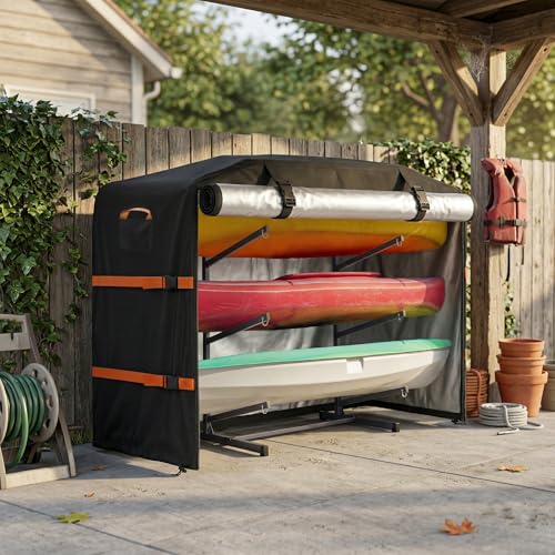 Heavy-Duty Waterproof Kayak Cover for 2-4 Kayaks & Paddleboards 10-12ft