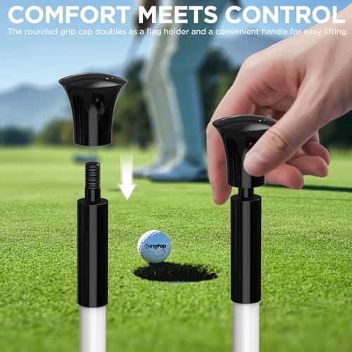 KINGTOP 3ft White Fiberglass Golf Flagpole Set with Retrieval Base - 4 Pack for Practice & Backyard Golf