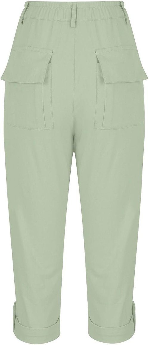 LRMQS Capri Pants for Women - Casual Summer Cargo Style with Pockets | Knee-Length Cropped Fit