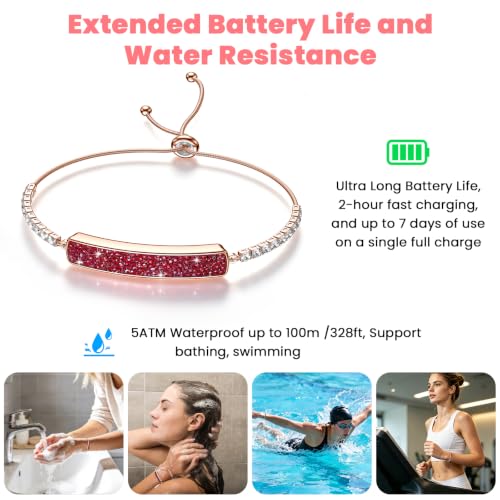 Oparop Red Smart Bracelet for Women - Fitness & Health Tracker, Waterproof, Sleep Monitoring