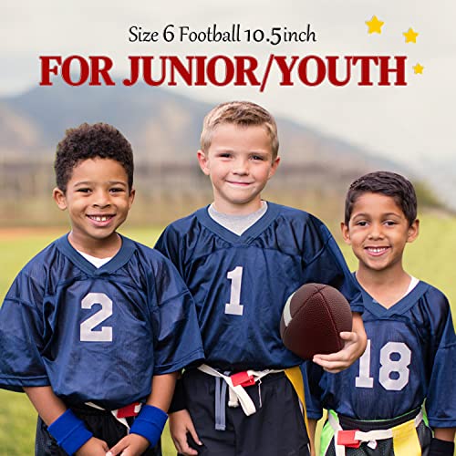 12 Pack Youth Size 6 Footballs with Pump - Regulation Size 10.5 Inch
