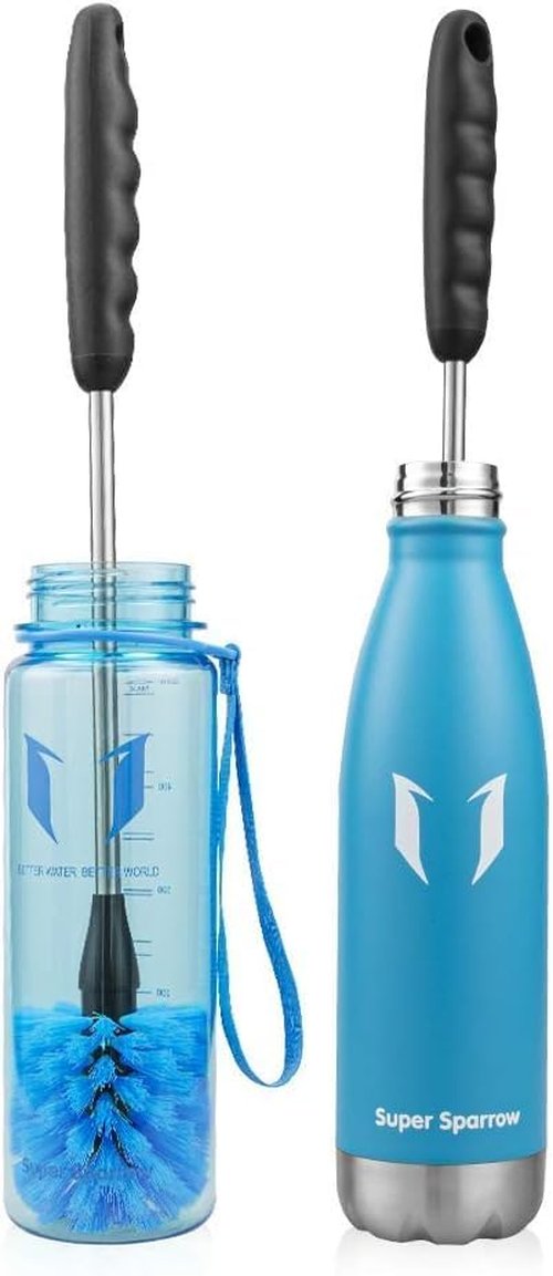 Super Sparrow Bottle Brush - Long Handle Cleaning Brush Set - BPA Free Water Bottle - Cup Lid/Spout/Lid Cleaning Brush