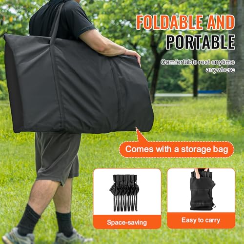 VEVOR Black 6-Seat Portable Folding Sports Bench with Backrest & Carry Bag