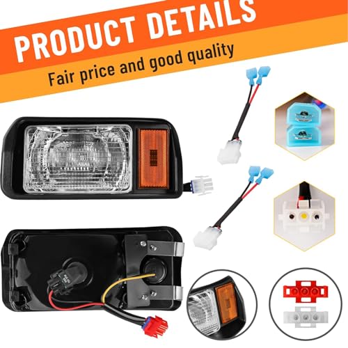 Golf Cart Headlights Halogen Factory Style for Club Car DS 1993-Up Replacement OEM