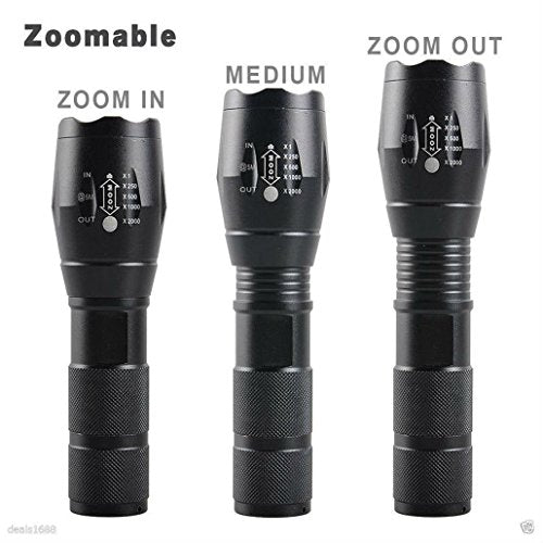 10000 Lumens Tactical LED Flashlight with Zoomable Focusing System