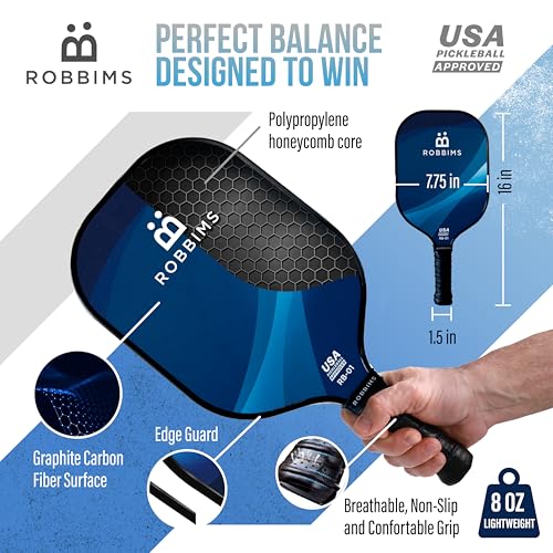 Pickleball Set with Net and Paddles - 4 USA Approved Carbon Fiber Paddles, Portable Regulation Net & Outdoor Balls
