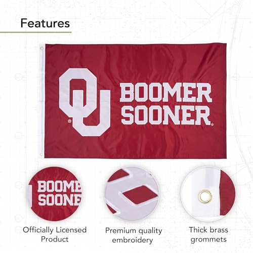 University of Oklahoma 3x5 Ft Embroidered Flag - Outdoor Display