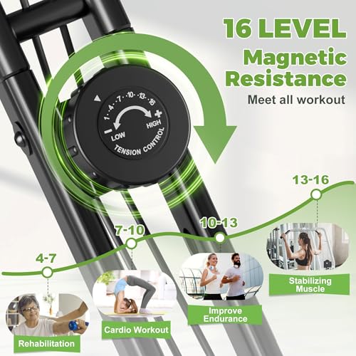 JELENS Black 5-in-1 Folding Exercise Bike with 16-Level Magnetic Resistance
