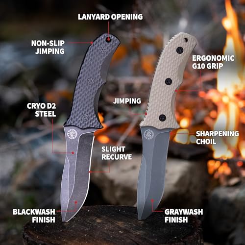 Off-Grid Knives Backcountry Blackout V2 Fixed Blade Knife Cryo D2 Steel G10 Scales Camping Hunting Survival