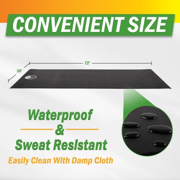 Wakeman Treadmill & Exercise Equipment Mat - Non-Slip, Waterproof Floor Protector for Home Gym