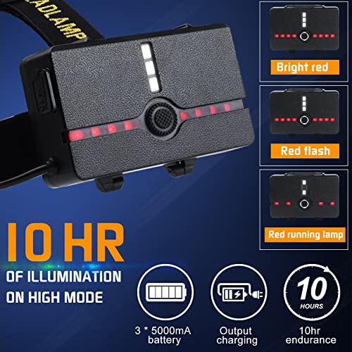 Rechargeable Headlamp with 7 Modes Waterproof Zoomable LED Headlight for Camping Hunting Fishing