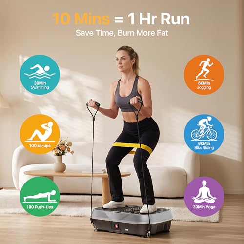 Vibration Plate Exercise Machine for Whole Body Lymphatic Drainage - Light Grey