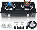 Horynar Glass 2 Burner Propane Stove 26000 BTU Auto Ignition Outdoor Cooking