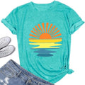 X-Large Aqua Blue Sunrise Sunset Sunshine T-Shirt for Women Outdoor Beach Hawaii Sea Nature Adventure