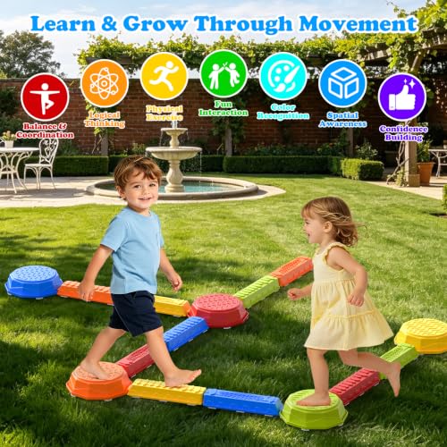 Yinzzixixy 15 Pack Balance Beams for Kids Ages 3-5 Non-Slip Toddler Obstacle Course Toy