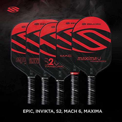 Invikta Lightweight Hybrid Pickleball Paddle - Crimson Black, Carbon Fiber X5 Core