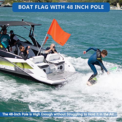Water Ski Flag 48 Inch Safety Boat Flag for Watersports & Wakeboarding