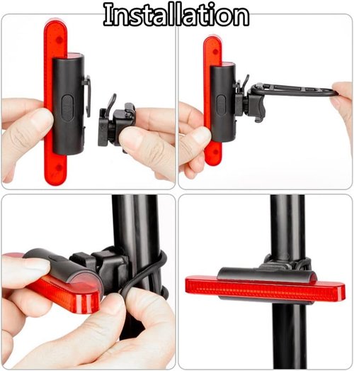 Bike Tail Light, WASAGA Bicycle Rear Light Sport LED USB Rechargeable Red High Intensity Waterproof 4 Light Modes Backpack Strobe Bike Back Light