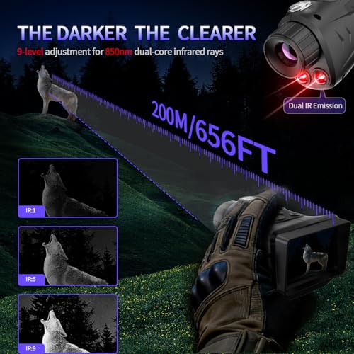 4K Night Vision Monocular with 66MP Camera, 18X Zoom, Infrared & Rechargeable Battery