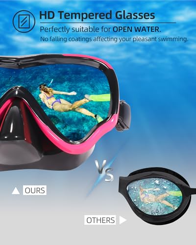 EverSport Adult Swim Goggles with Soft Nose Cover Anti-Fog Wide View Black-Pink
