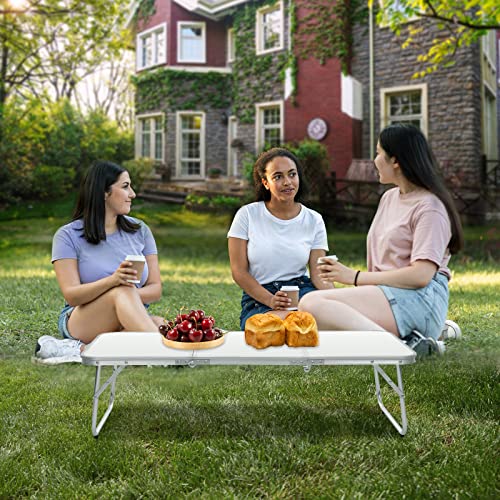 Mini Folding Camping Table 35.2 Inch Portable Outdoor Picnic Table - White / 3 ft