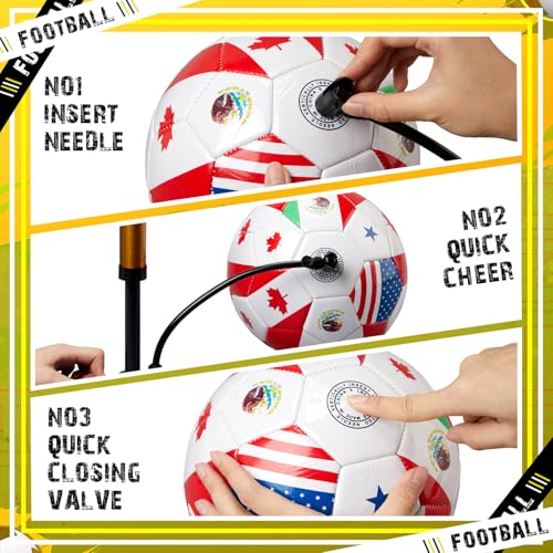 Size 4 Flag Soccer Ball - Multi Country World Flag for Training & Match - Includes Pump & Needle