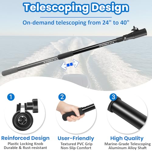Telescoping Trolling Motor Extension Handle 24-40 Inch Adjustable Marine Control