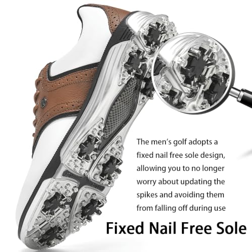 Men's Waterproof Golf Shoes Traditions Brown Size 13