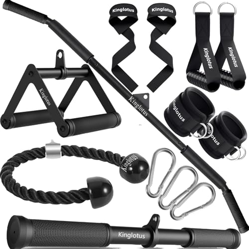 Kinglotus Cable Machine Attachments for Home Gym - Lat Pull Down, Triceps, Handles