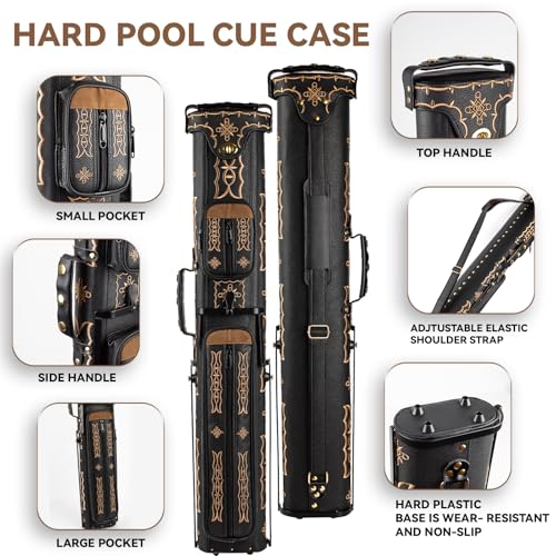 2x4 Hard Pool Cue Case with Stand & Accessory Storage - Billiard Cue Organizer