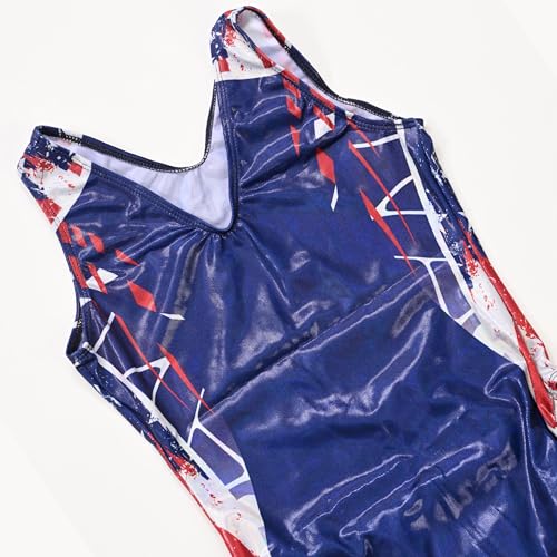 GK Simone Biles Patriotic Gymnastics Leotard for Girls, Juniors, Women - Blue, Size CL (Girls 10)
