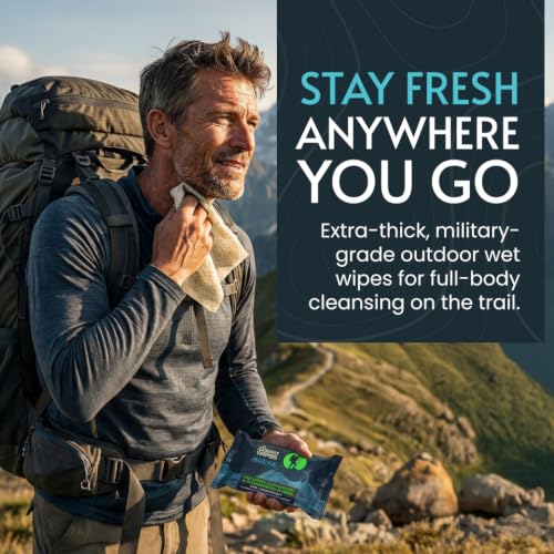 Combat Wipes ACTIVE Outdoor Wet Wipes - Extra Thick Biodegradable 25 Count Pack