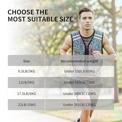 22 lb Reflective Weighted Vest for Fitness & Running - Adjustable, Washable