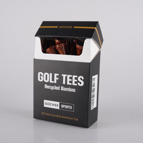 GOCHSS Golf Tees 20pcs 83mm(3.25") Coffee Color Premium Bamboo Golf Tees Cigarette Pack Golf Driver Tees.