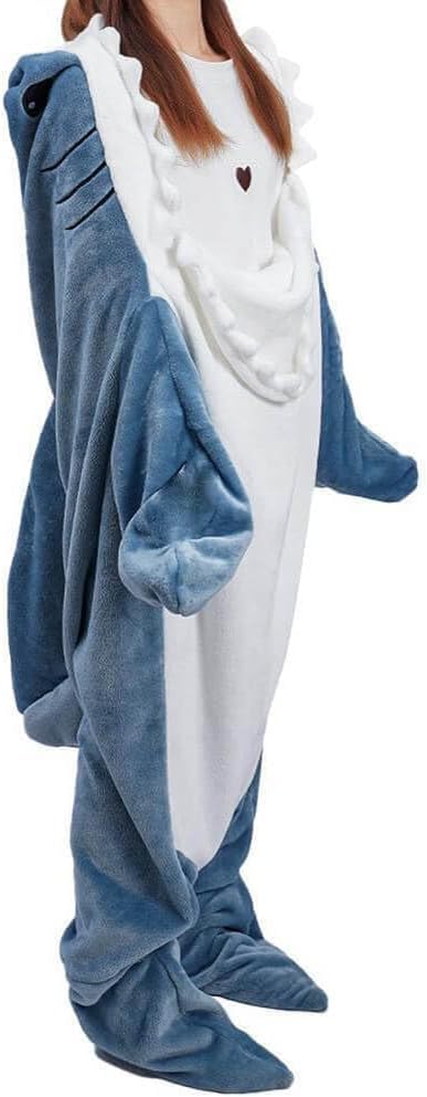 Adult Shark Blanket Hoodie with Fin & Tail - XXXL for 69-73 Inch Height