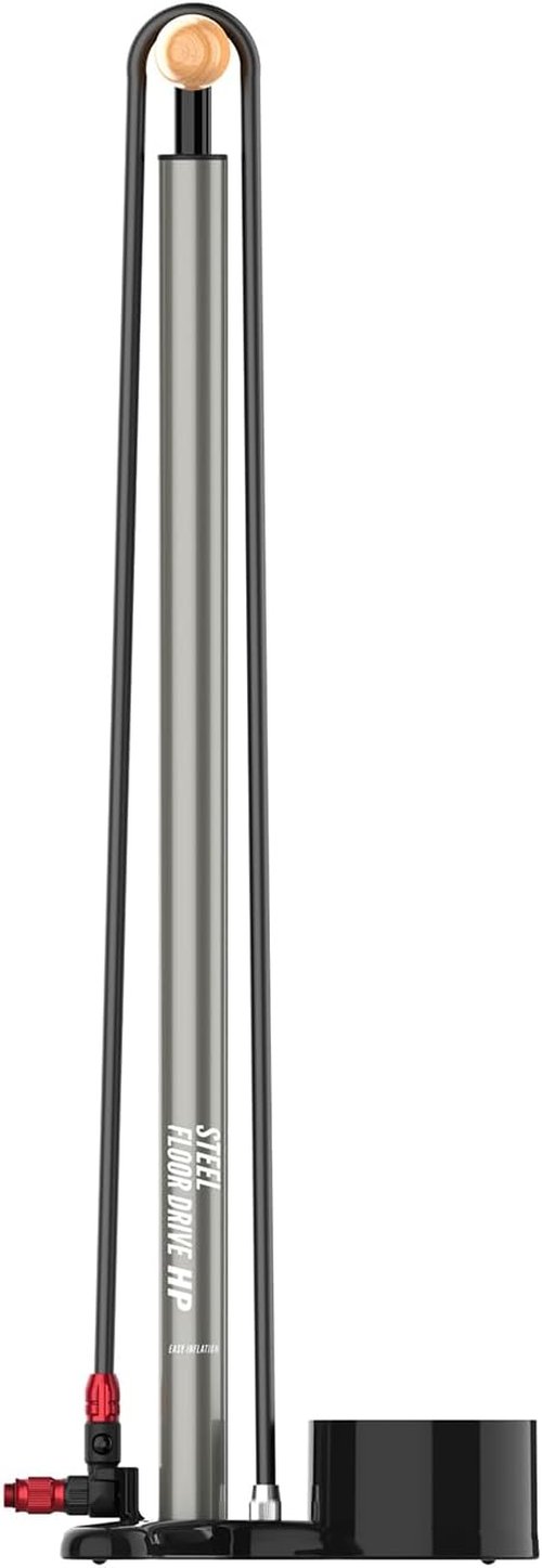 LEZYNE Steel Floor Drive Bicycle Pump - High Pressure 220 PSI with Analog/Digital Gauge | Fits Presta & Schrader Valves