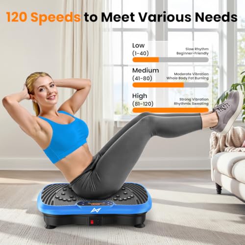 AXV Slim Blue Vibration Plate Exercise Machine for Full-Body Workout
