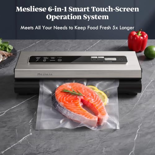 Mesliese Vacuum Sealer Machine 90kPa with 2 Rolls & 5 Bags, Dry & Moist Modes