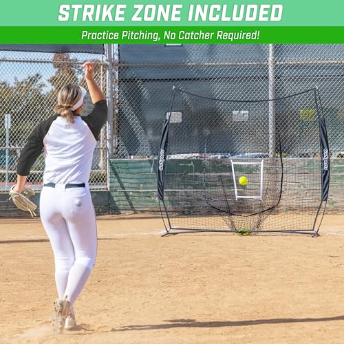 GoSports 7 x 7 ft Softball & Baseball Training Net - Black, Strike Zone, Portable