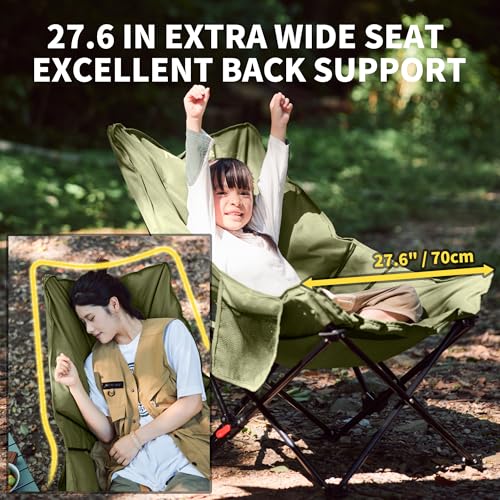 Naturehike Seastar Green Oversized Padded Camping Chair with Adjustable Backrest & Side Pocket