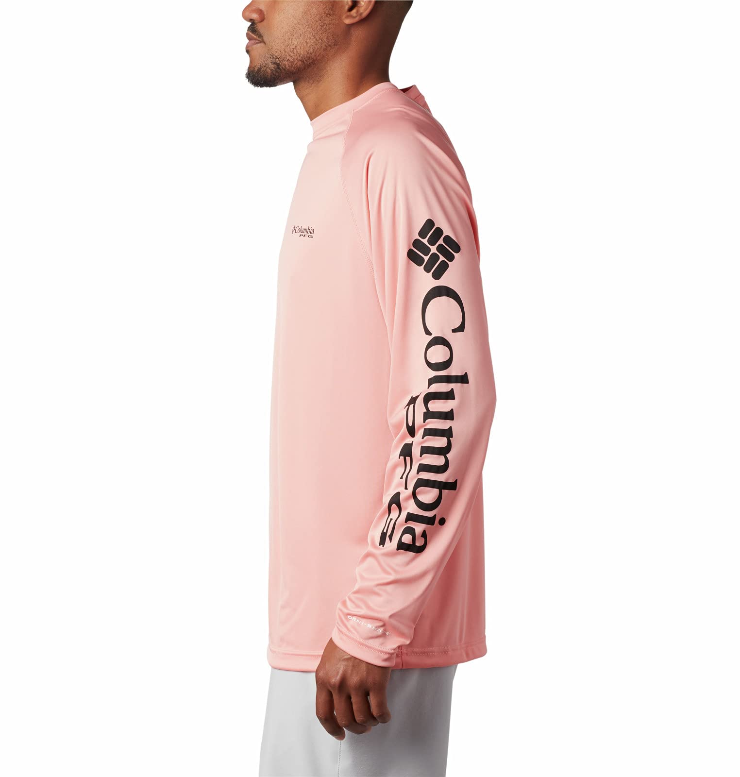 Columbia Men's Terminal Tackle Long Sleeve Fishing Shirt, Sorbet/Black Logo, 1X